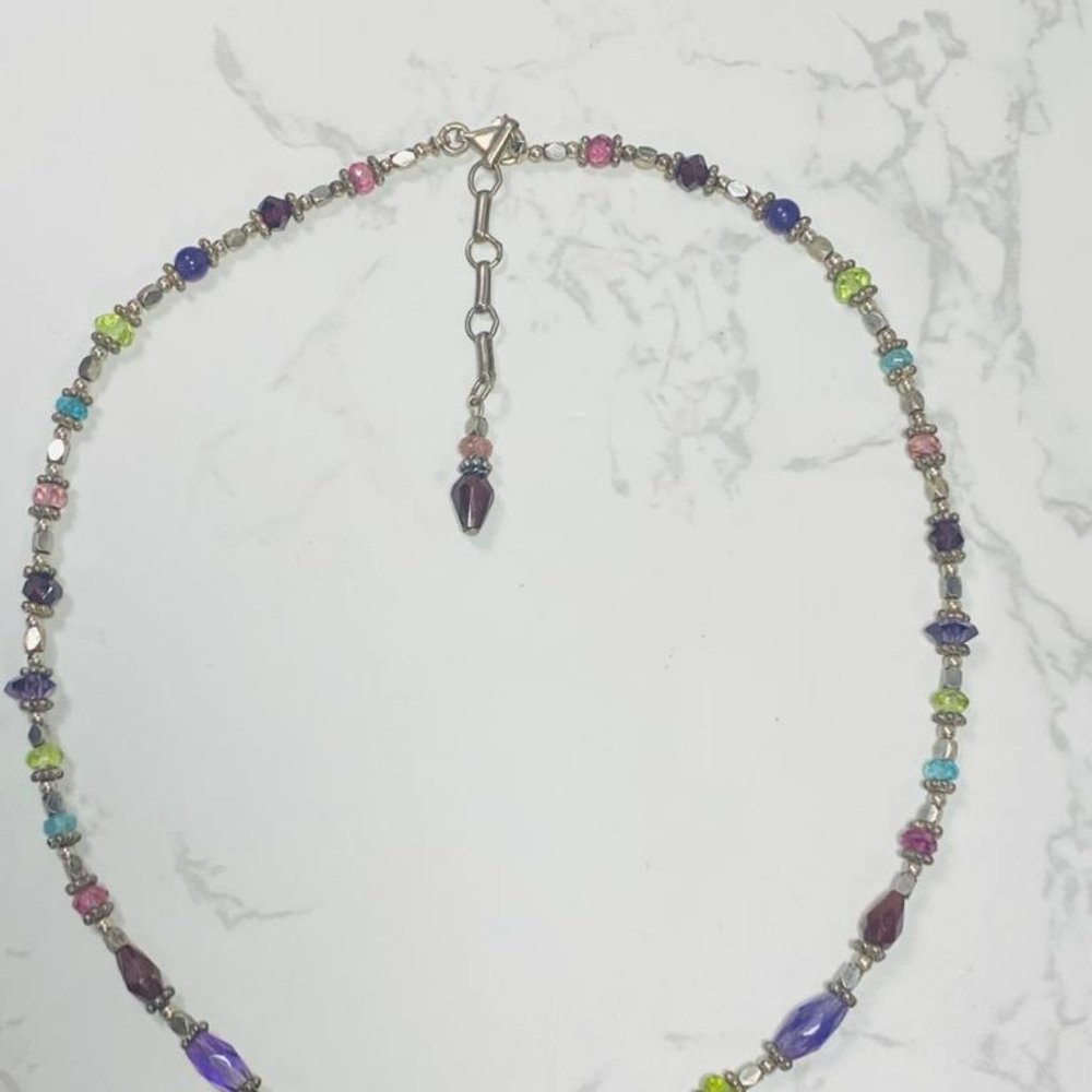 River Mist Gemstone Colorful And Silver Necklace View 2